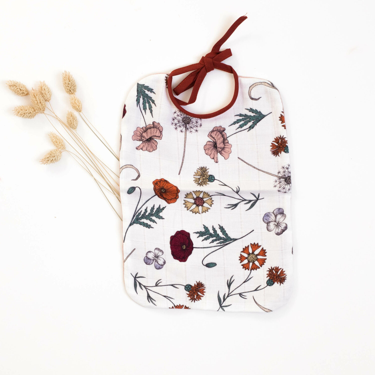 Bavoir lange "Fleurs" Petite citrouille