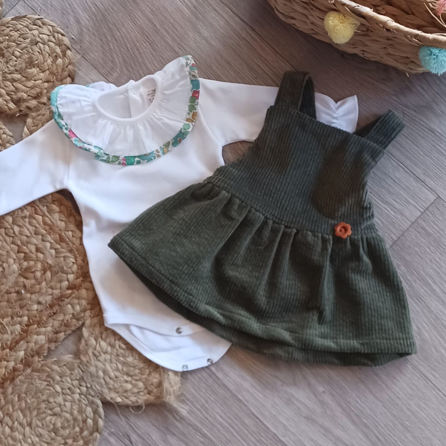 Robe velours Kaki ELOISE