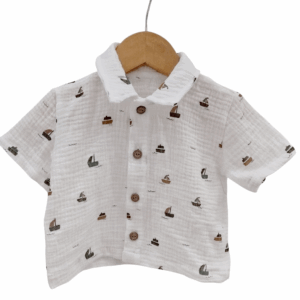 Chemise à manches courtes motifs bateaux