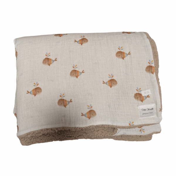 Couverture gaze de coton et en sherpa ourson