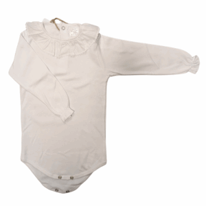 Body blanc en coton col plissé