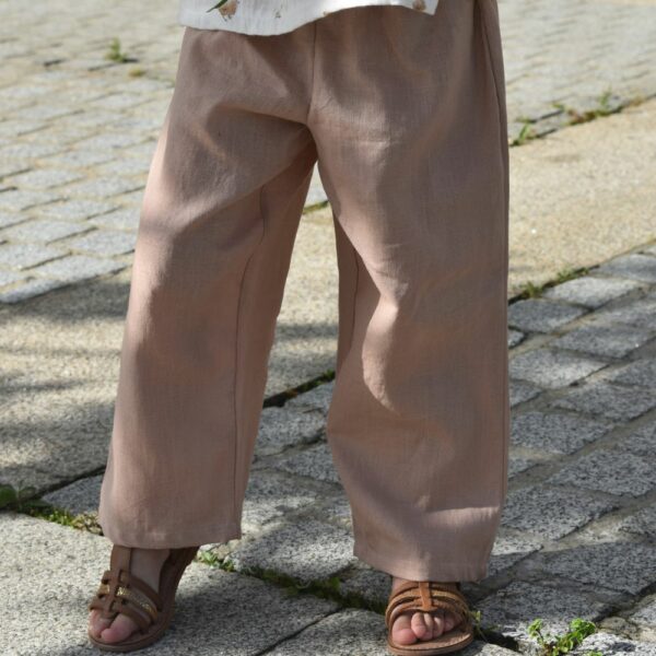 PANTALON EN LIN ROSE POUR PETITE FILLE