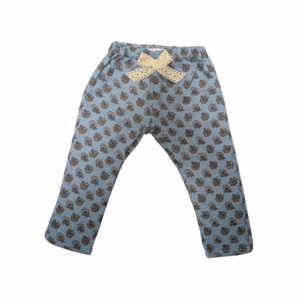 Pantalon bleu fleuri avec un noeud