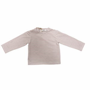 T-shirt à manches longues rayures violettes en coton