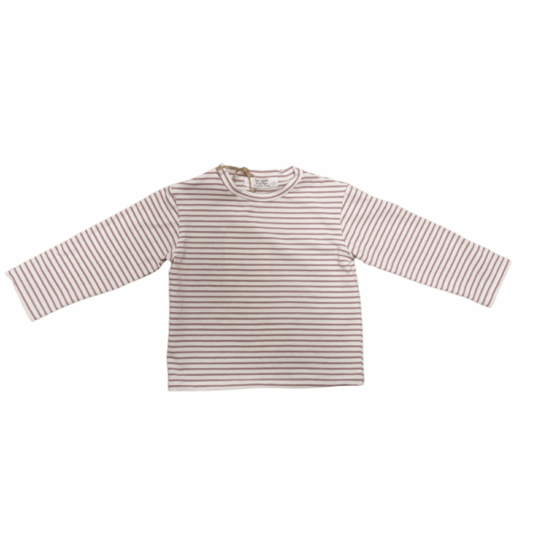 T-shirt à manches longues rayures violettes en coton