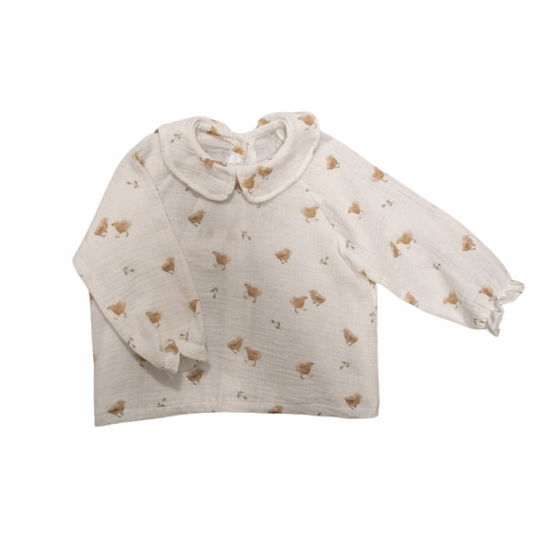 Blouse gaze de coton motif poussin