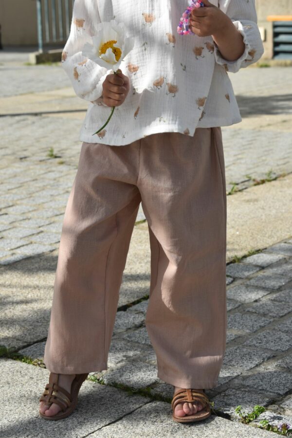 PANTALON HAKO EN LIN ROSE
