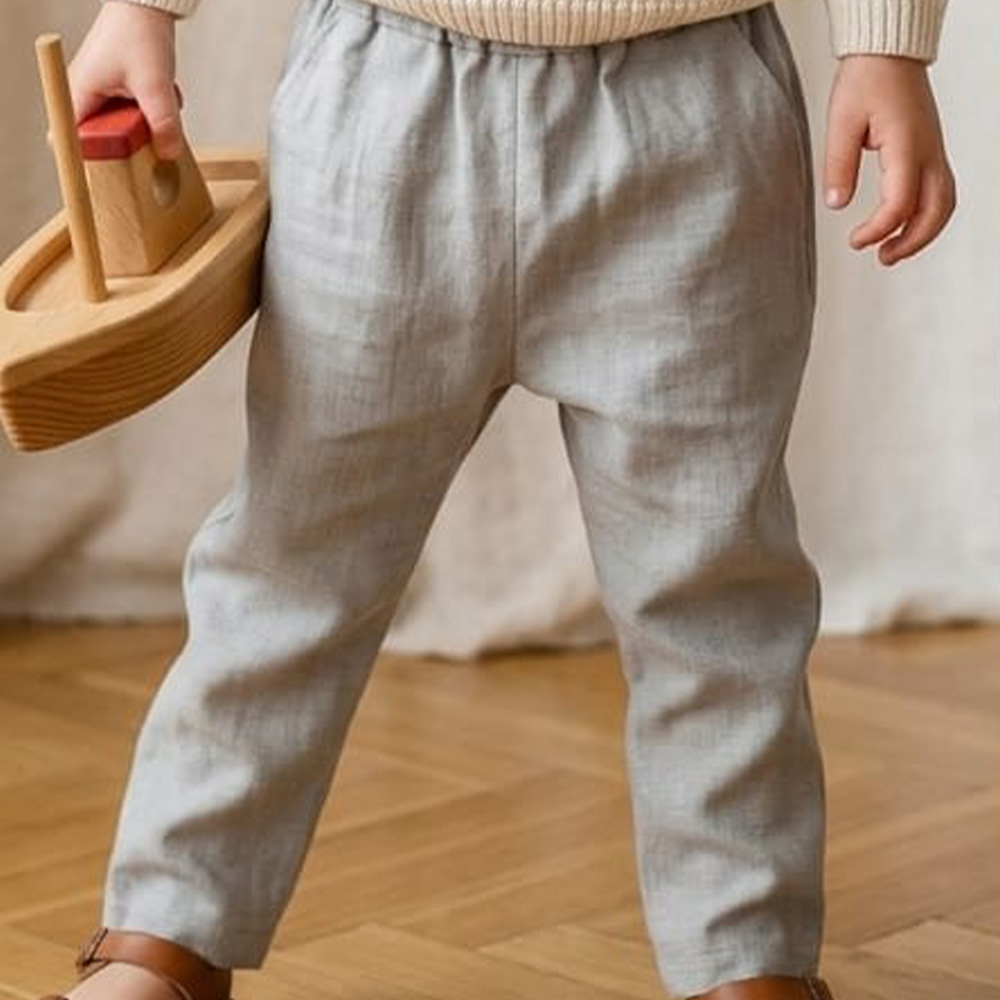 Pantalon en lin gris