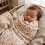 Bébé emmailloté dans le lange anna