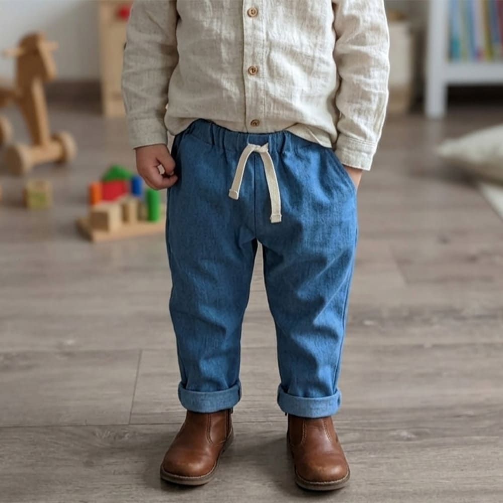 pantalon jean porté par un enfant, couleur jean