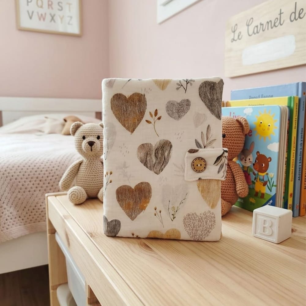 Protège carnet de santé collection LOve, à motifs de cœurs