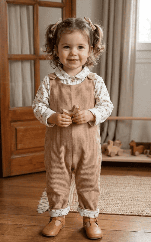 Petite fille en salopette pour mode fille page d'accueil